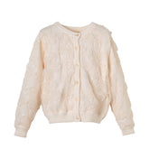 Patique Ekru Çiçekli Garnili Hırka